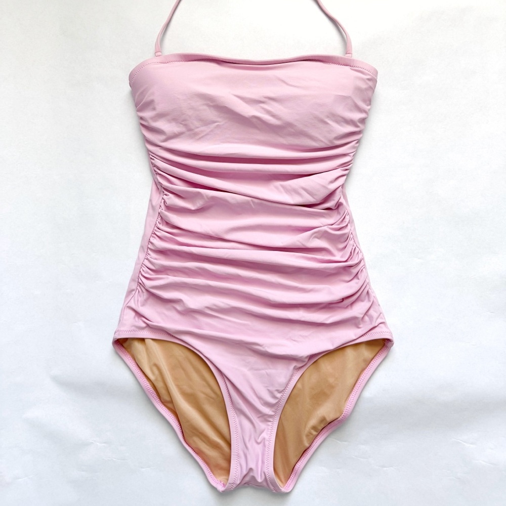 NEW J.CREW Ruched Bandeau One-piece Swimsuit -Size 6 long torso